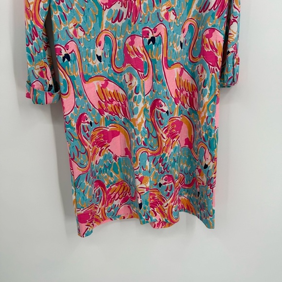 Lilly Pulitzer Linden Peel and Eat Flamingo 3/4 Sleeve Dress Size S Beach Preppy - Picture 9 of 11